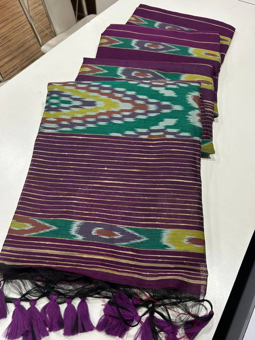 Soft Mulmul cotton Ikat Saree