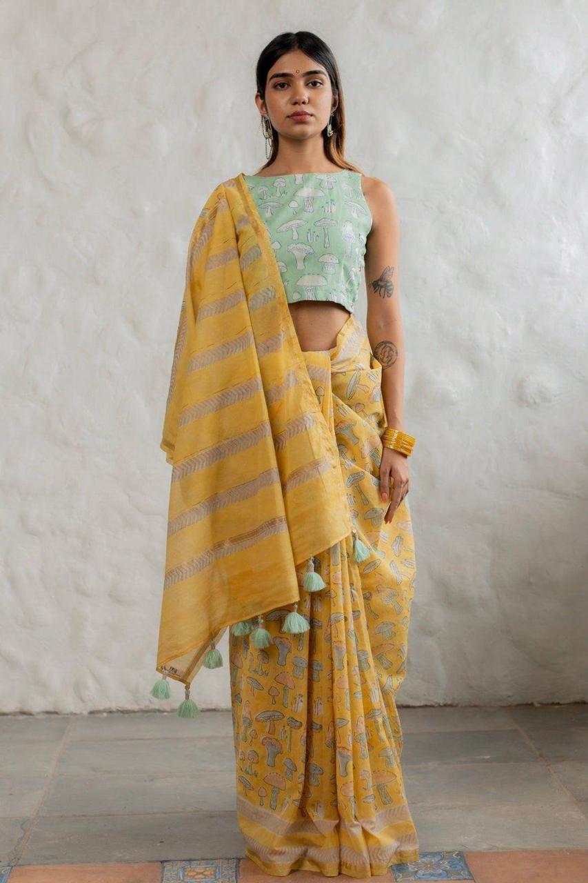 Quirky Print Soft Cotton Saree