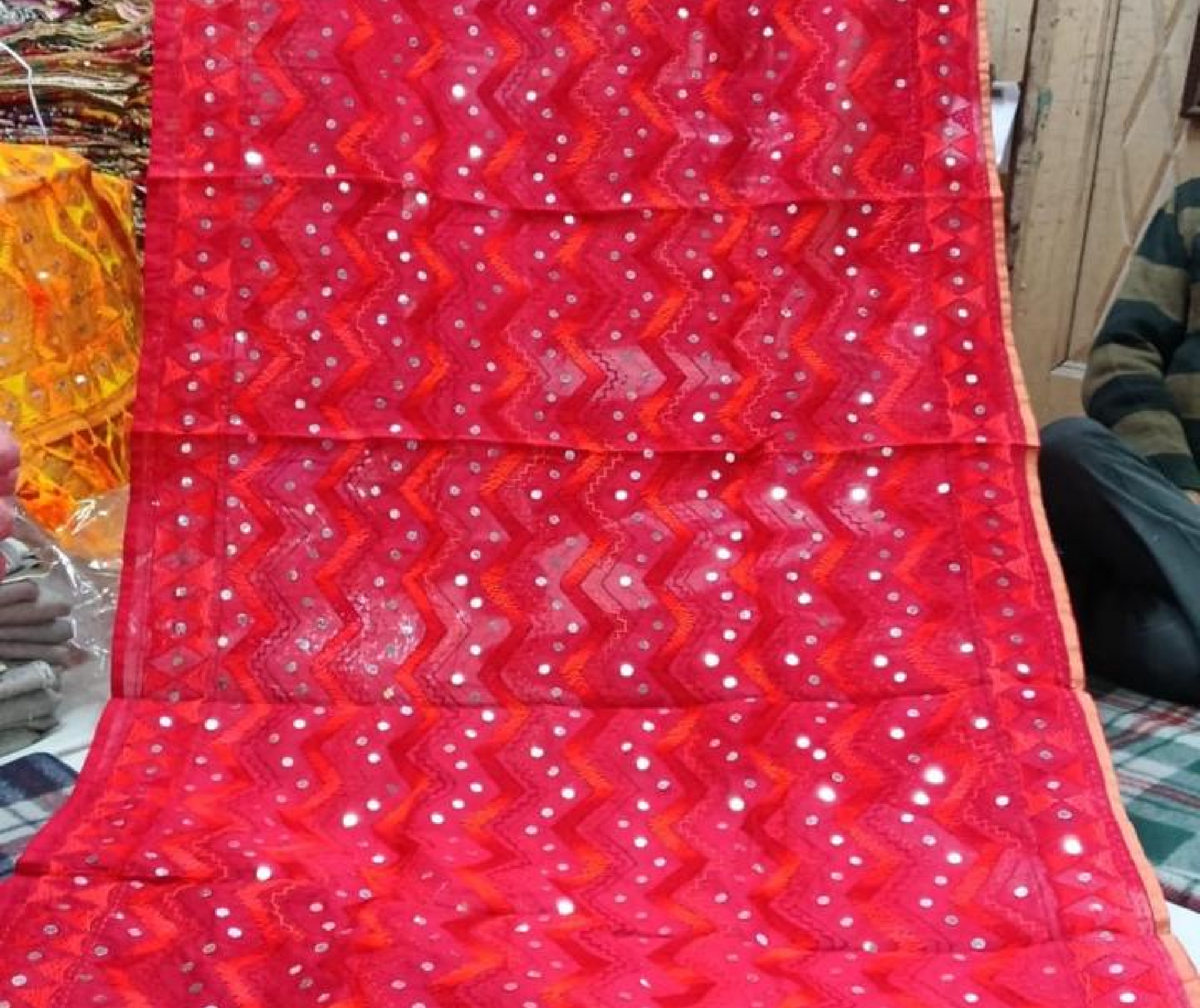 Thread Work Red Dupatta