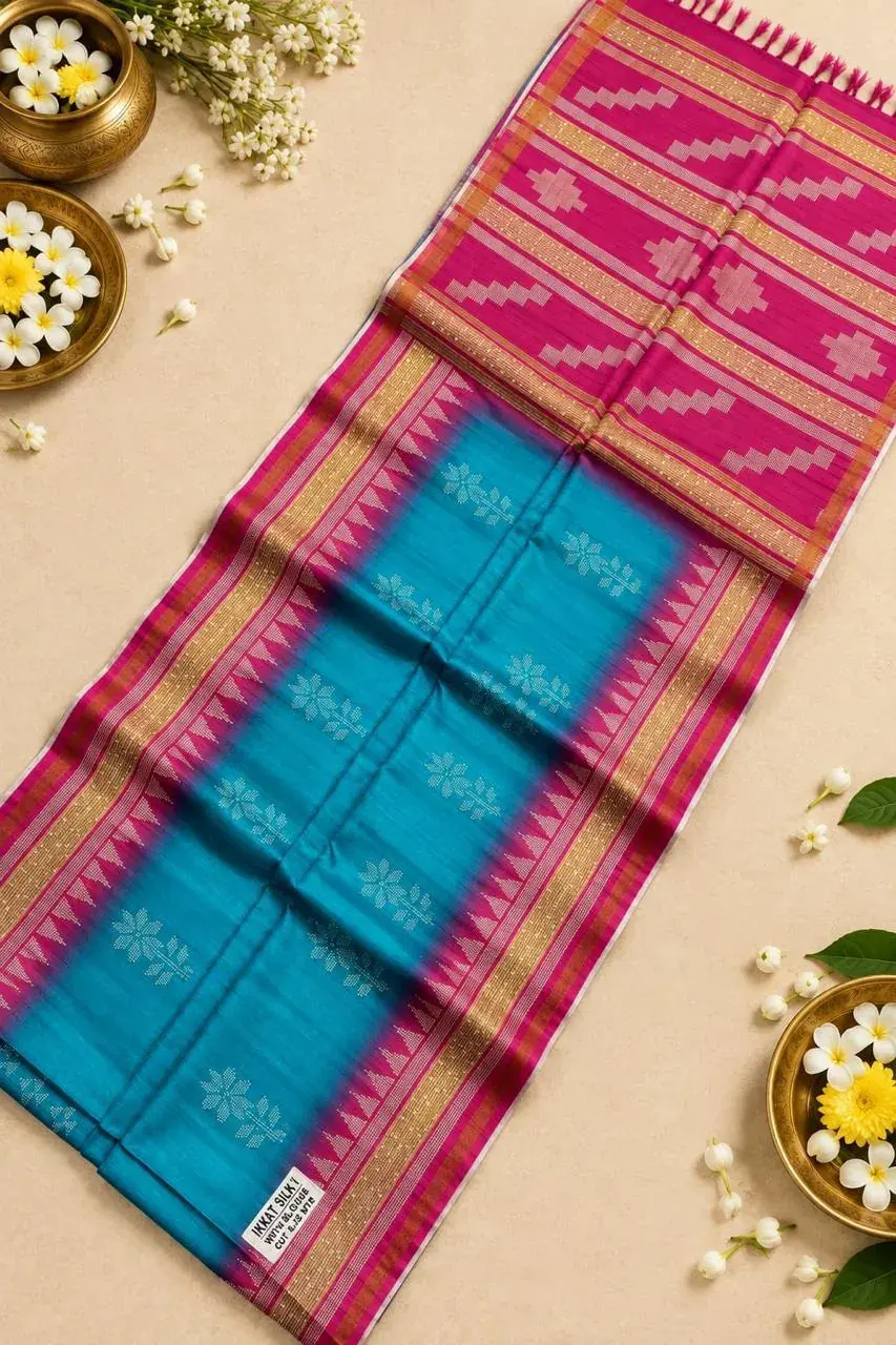 Geometric Print Art Silk Saree