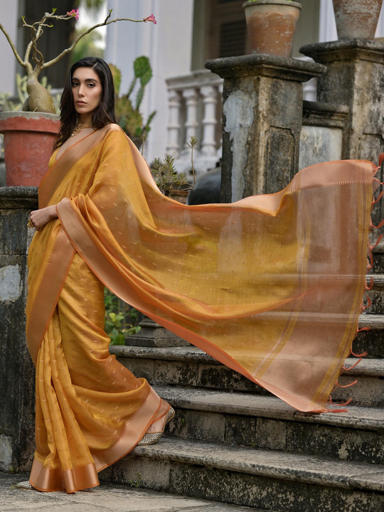 Ethnic Motifs Woven Design Zari Saree