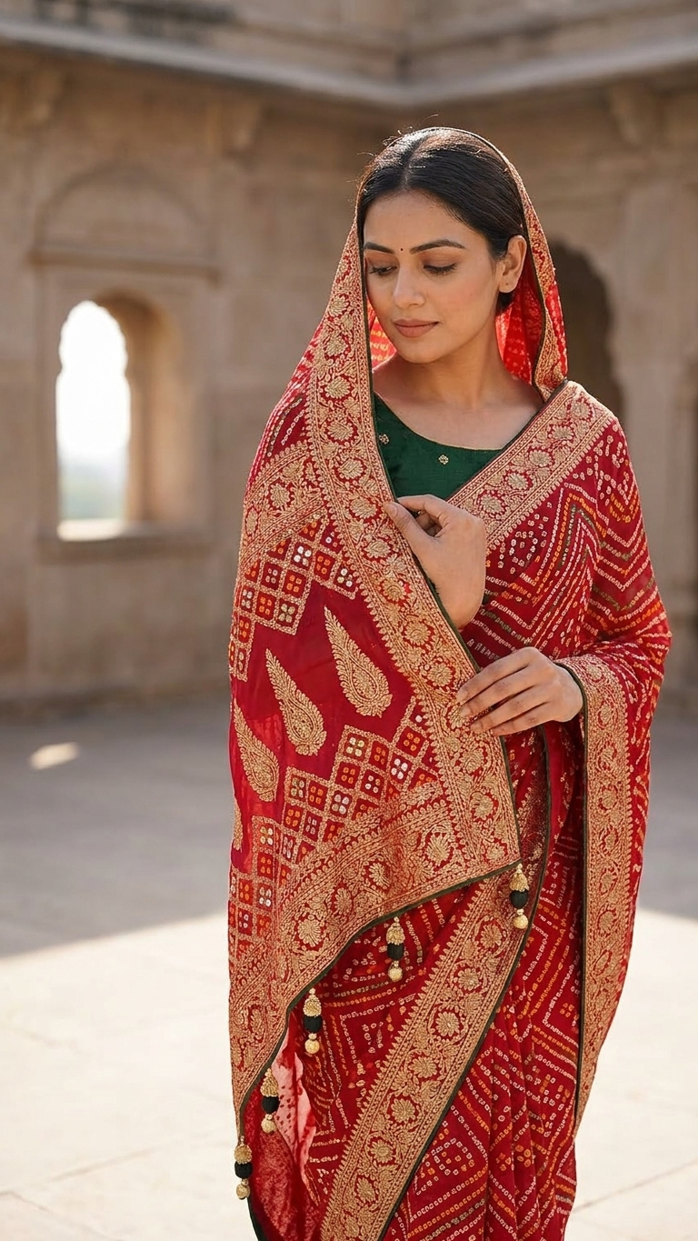 Bandhani Ghatchola Dola Silk Saree