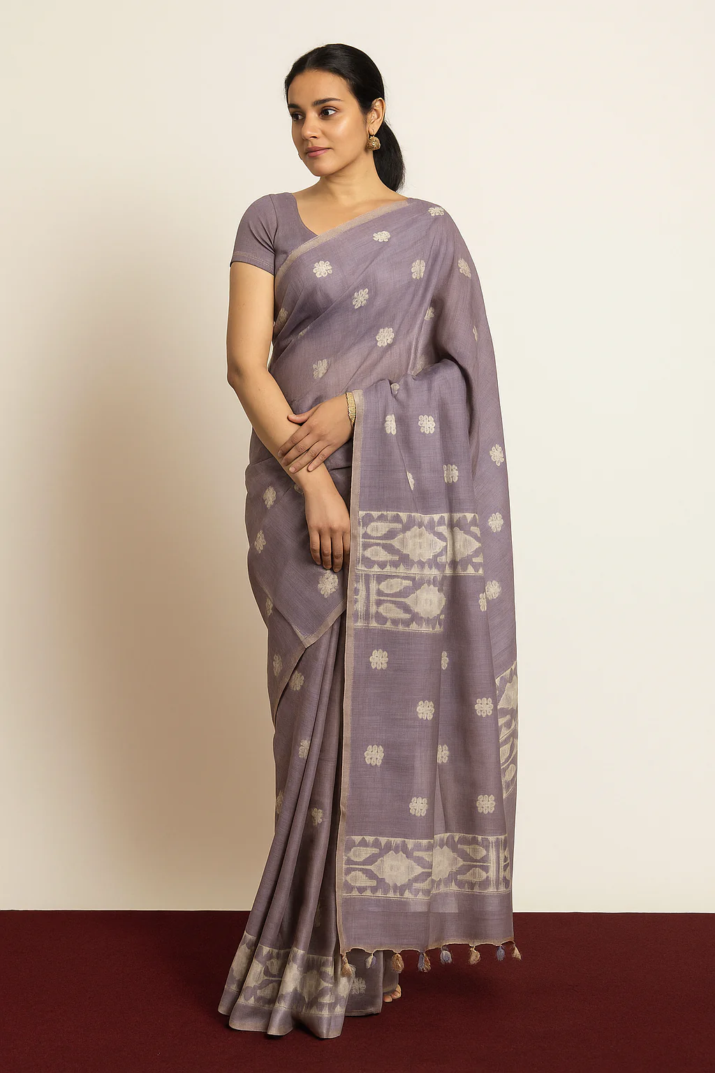 Geometric Muga Cotton Jamdani Saree
