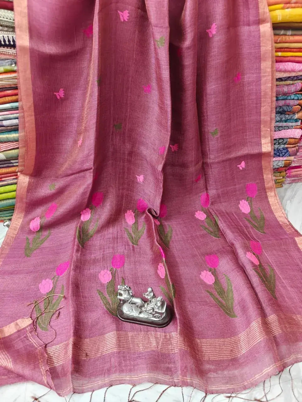 Handloom Tissue Silk Linen Saree