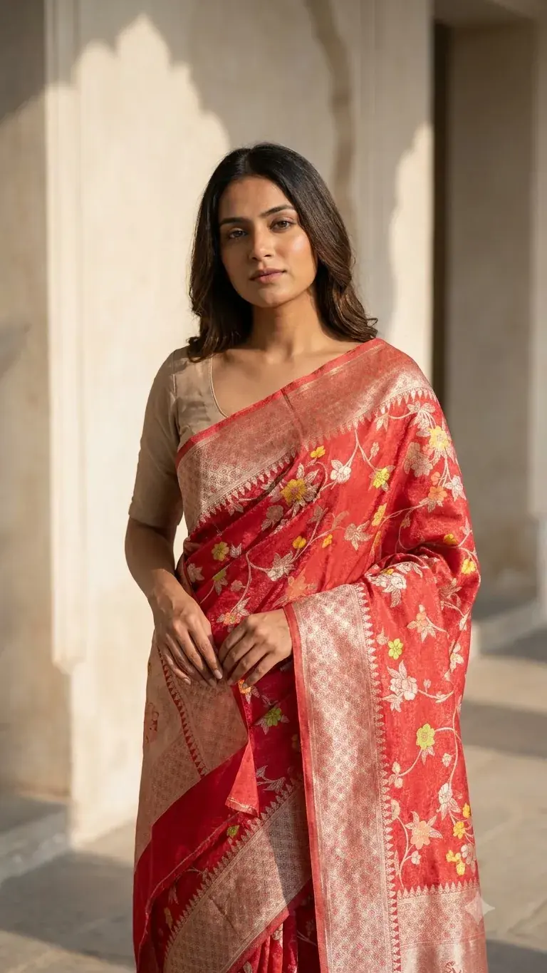 Orange Woven Banarasi Saree