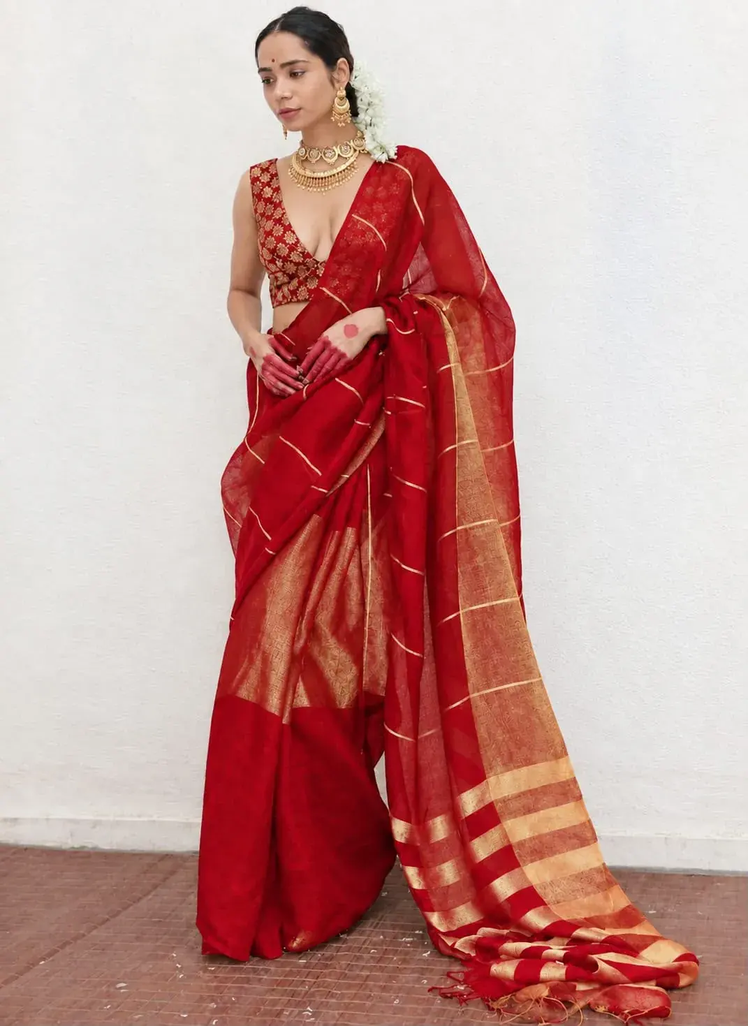 Pure Handloom Tissue Linen Saree