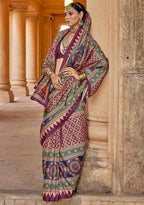 Ajrakh Print Silk Saree