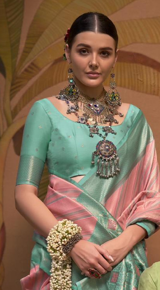 Turquoise Soft Silk Handloom Saree