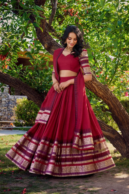 Cotton Lehenga- Red