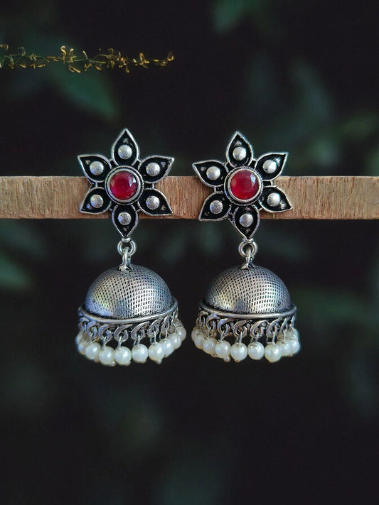 Floral Oxidised Jhumka