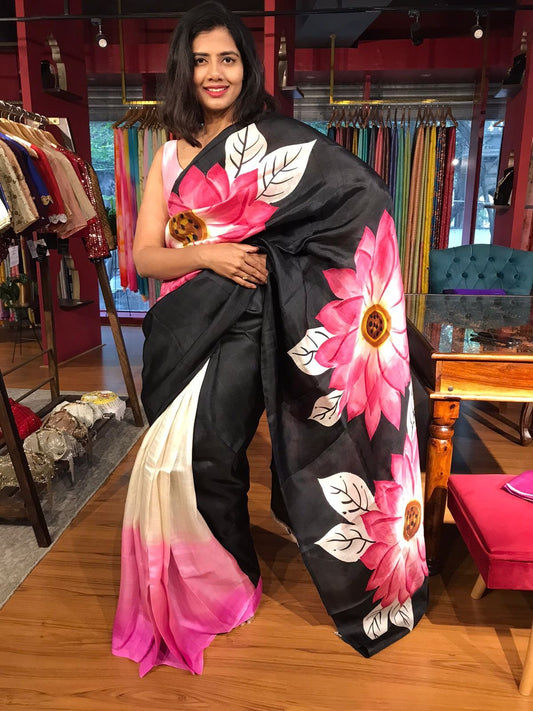 Hand Painted Floral Saree