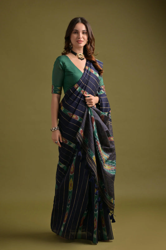 Soft Mulmul cotton Ikat Saree