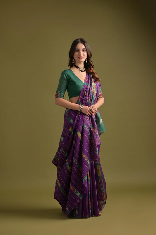 Soft Mulmul cotton Ikat Saree