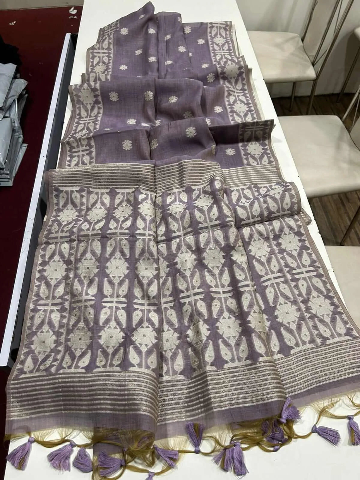 Muga Cotton Jamdani Saree