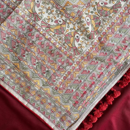 Embroidered Madhubani Pure Tussar Saree