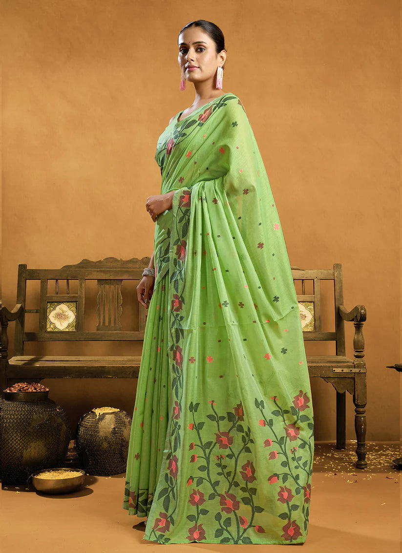 Muga Cotton Jamdani Saree