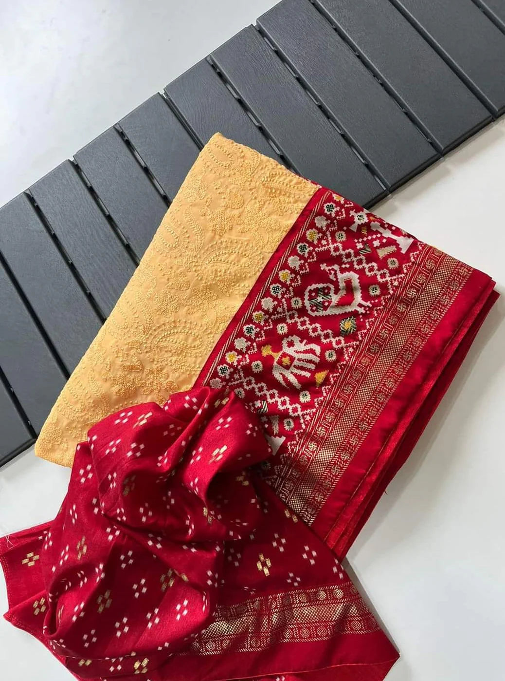 Georgette Chikankari Patola saree