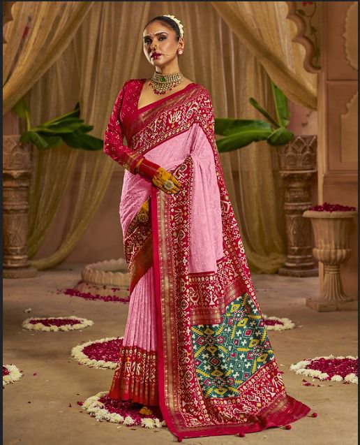 Georgette Chikankari Patola saree
