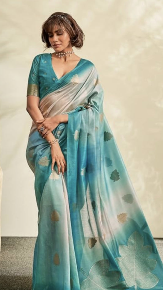 Ombre Khadi Silk Saree - Blue