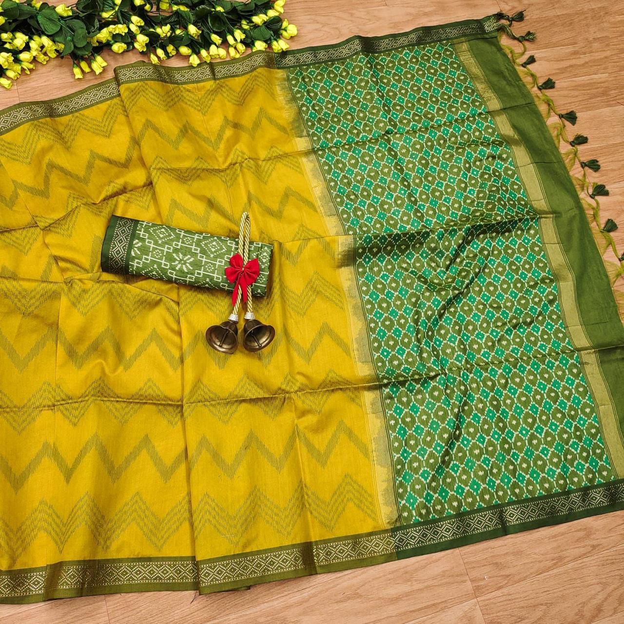 Tussar silk Ikkat Saree