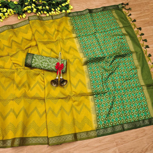 Tussar silk Ikkat Saree