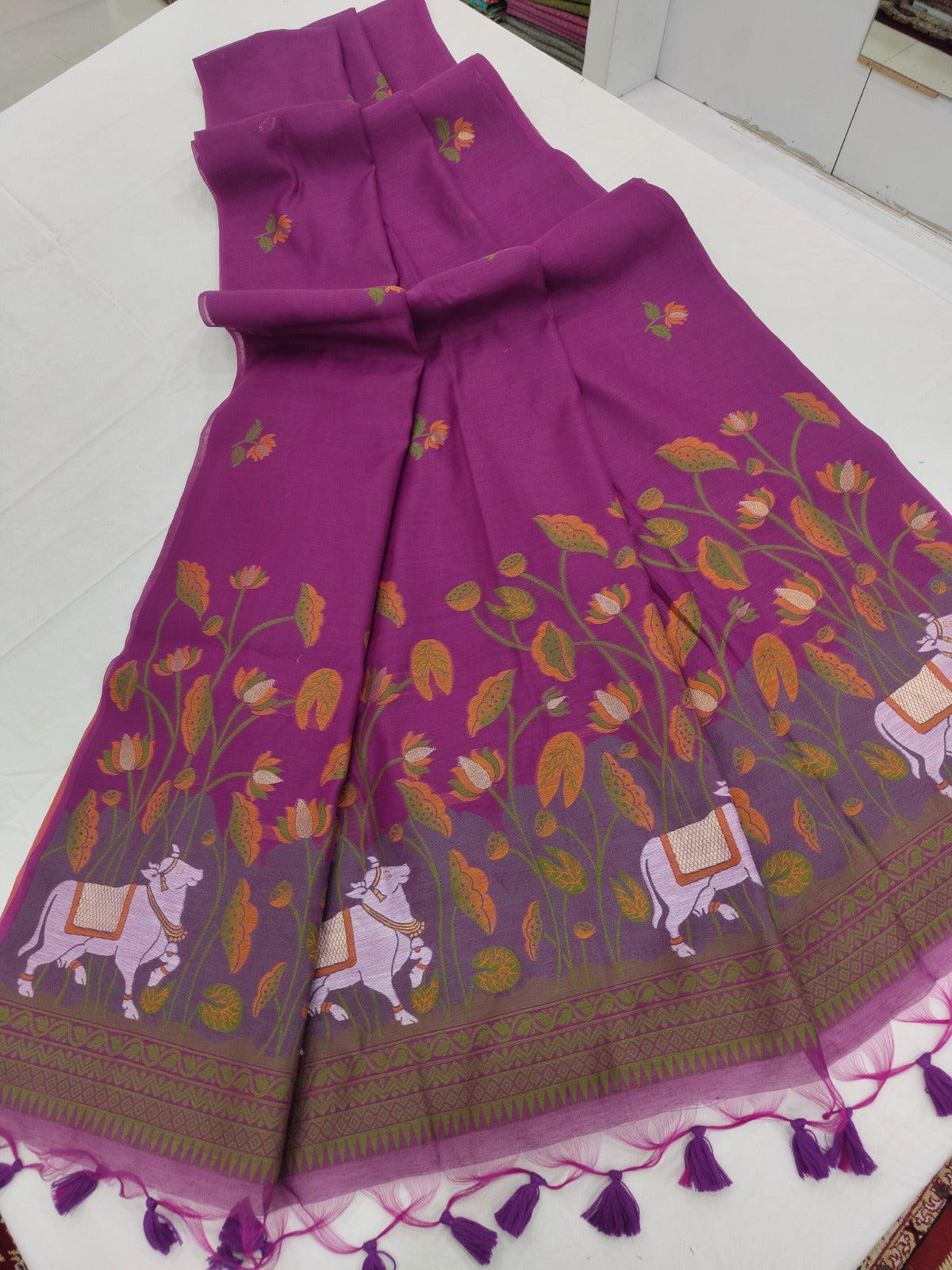 Muga Cotton Pichwai Saree