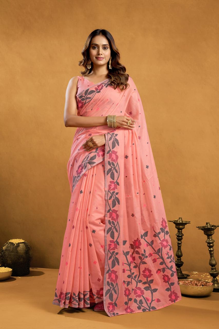 Muga Cotton Jamdani Saree