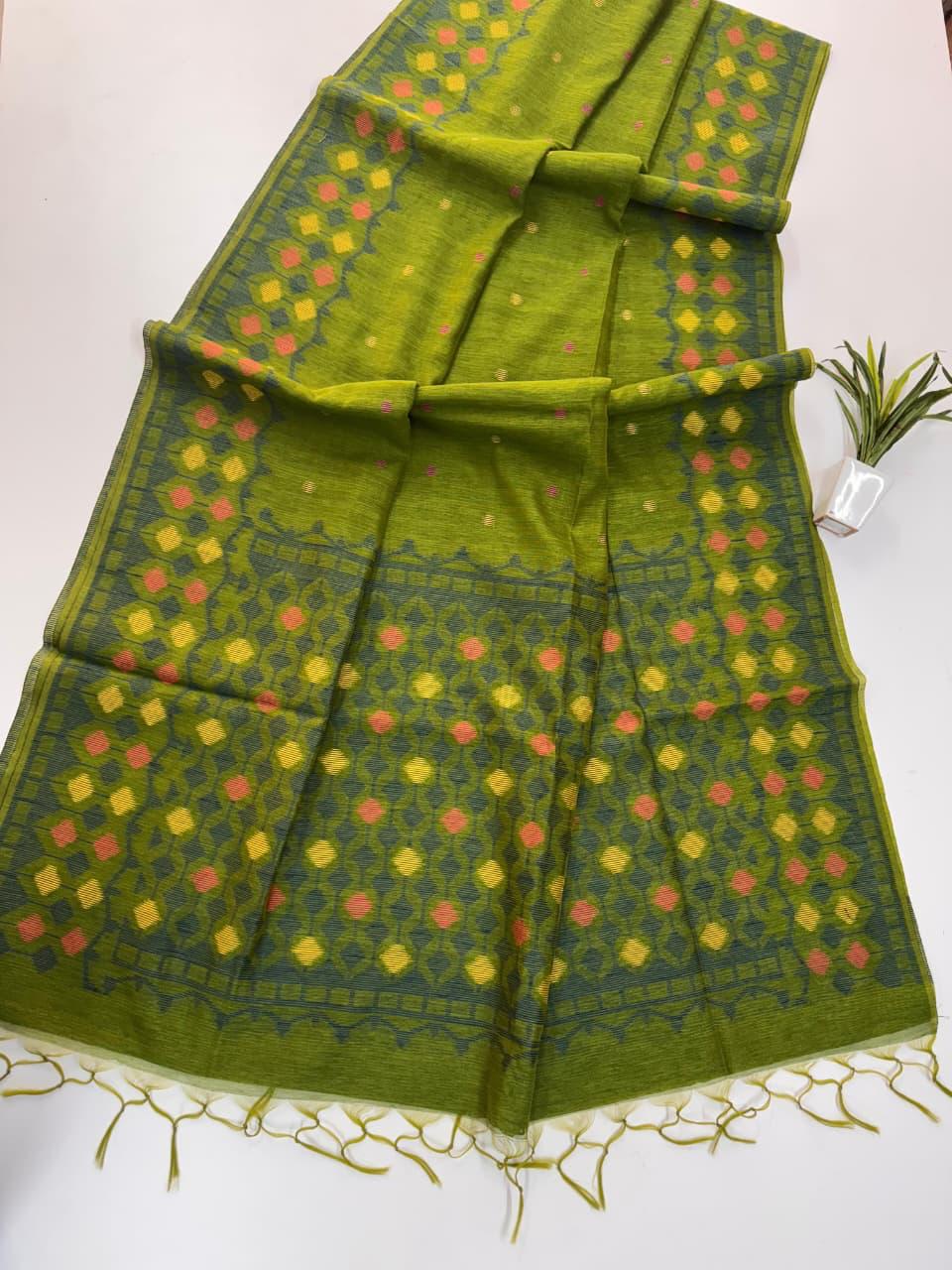 Jamdani Jute Linen Saree