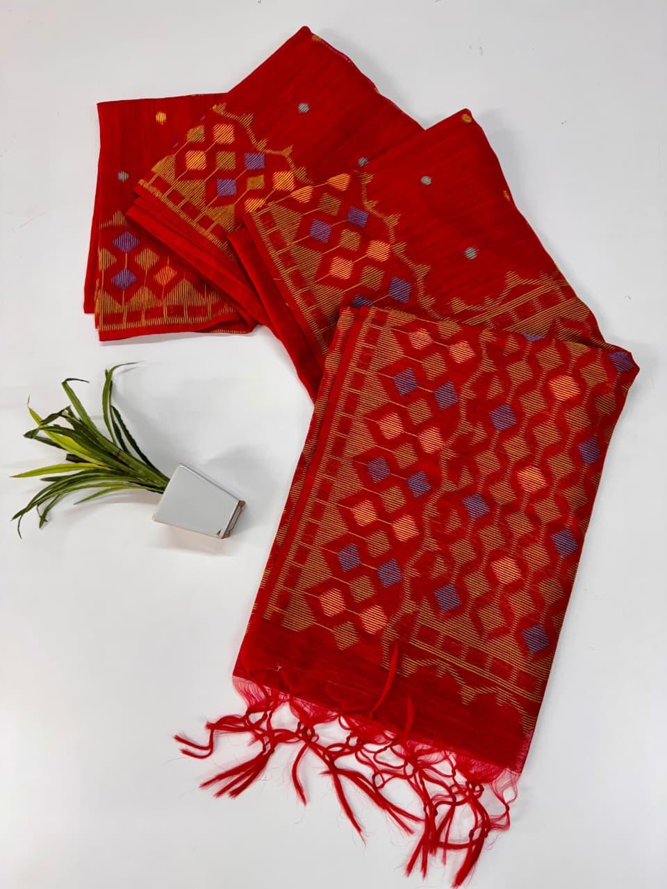 Jamdani Jute Linen Saree