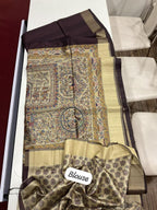 Madhubani Print Tussar Silk Saree