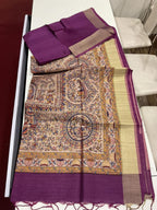 Madhubani Print Tussar Silk Saree