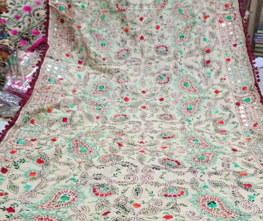 Thread Work Floral Dupatta