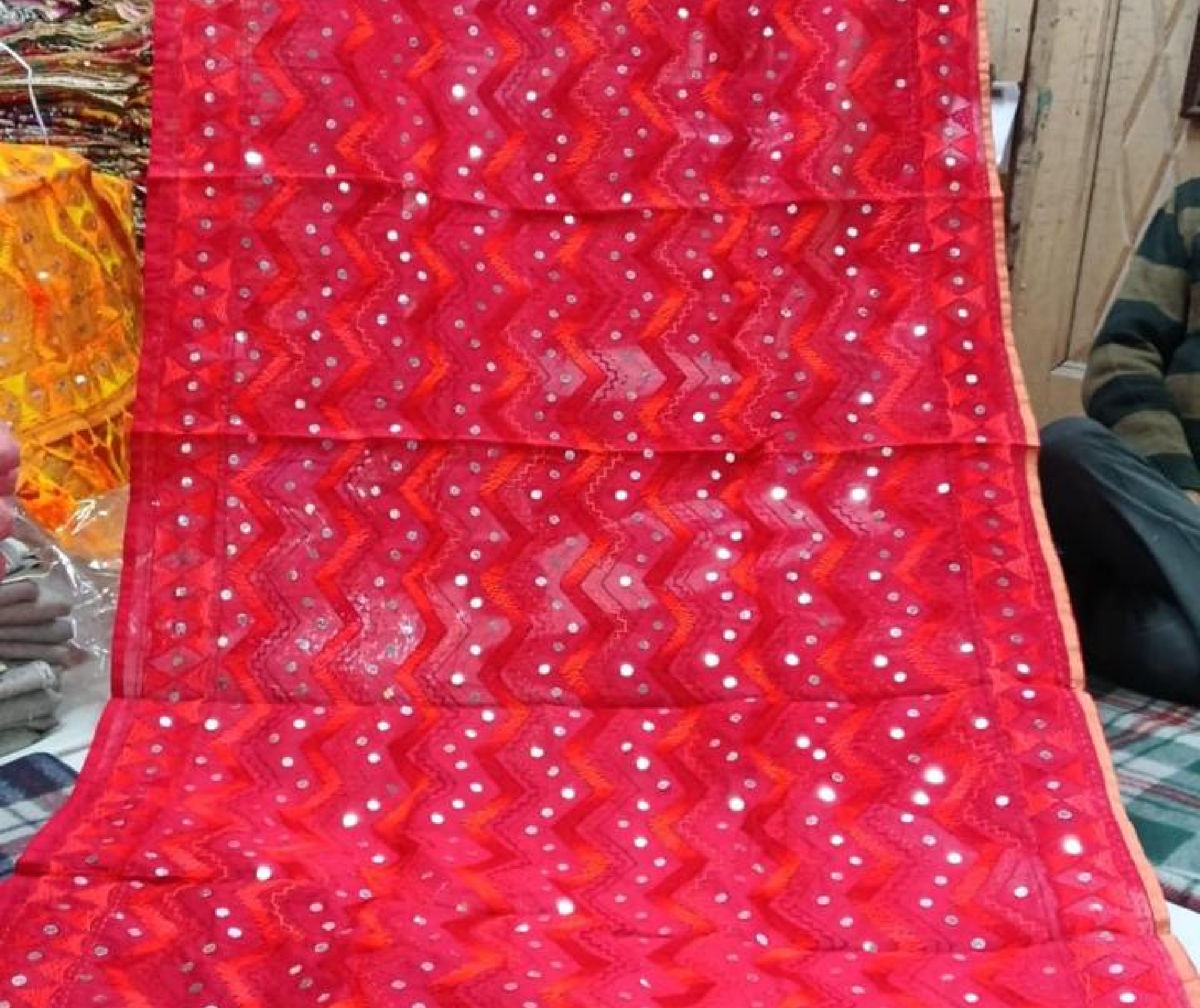 Thread Work Red Dupatta