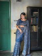Embroidered Tussar silk Saree- Berry