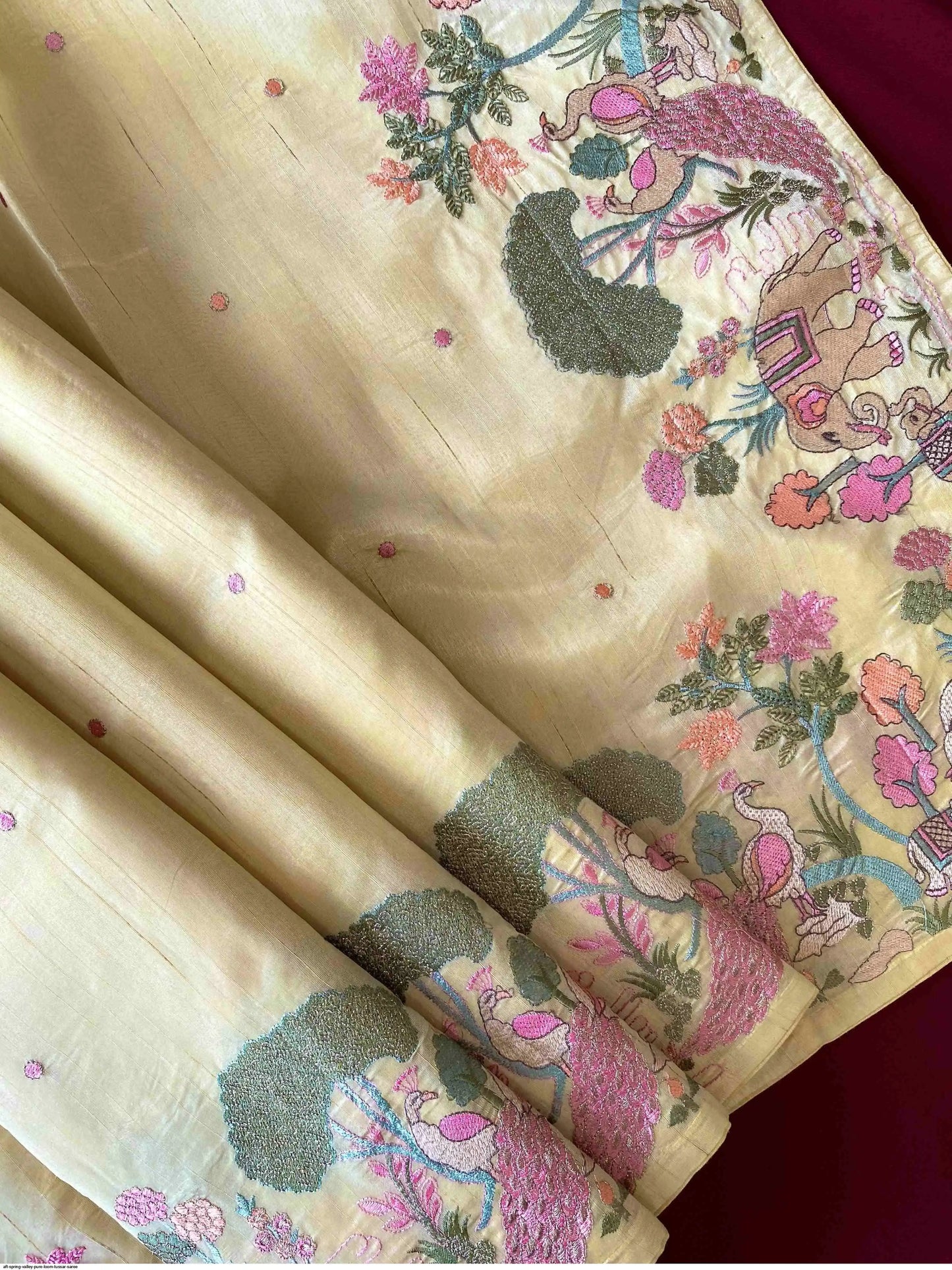 Valley Embroidered Tussar Silk Saree