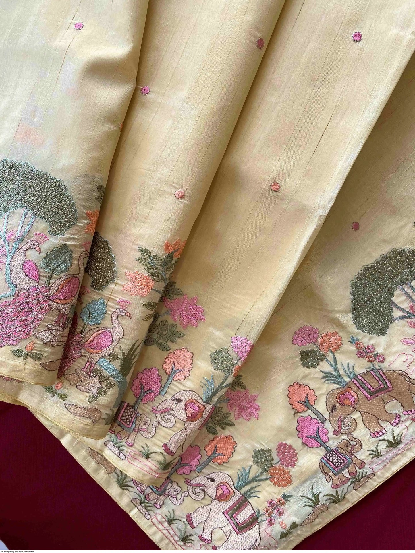 Valley Embroidered Tussar Silk Saree