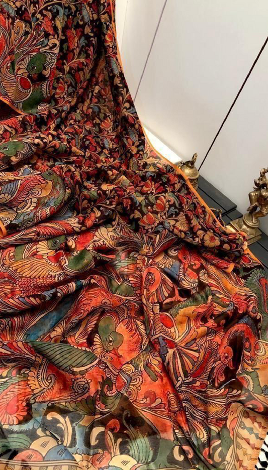 Kalamkari Print Kota Doriya Saree