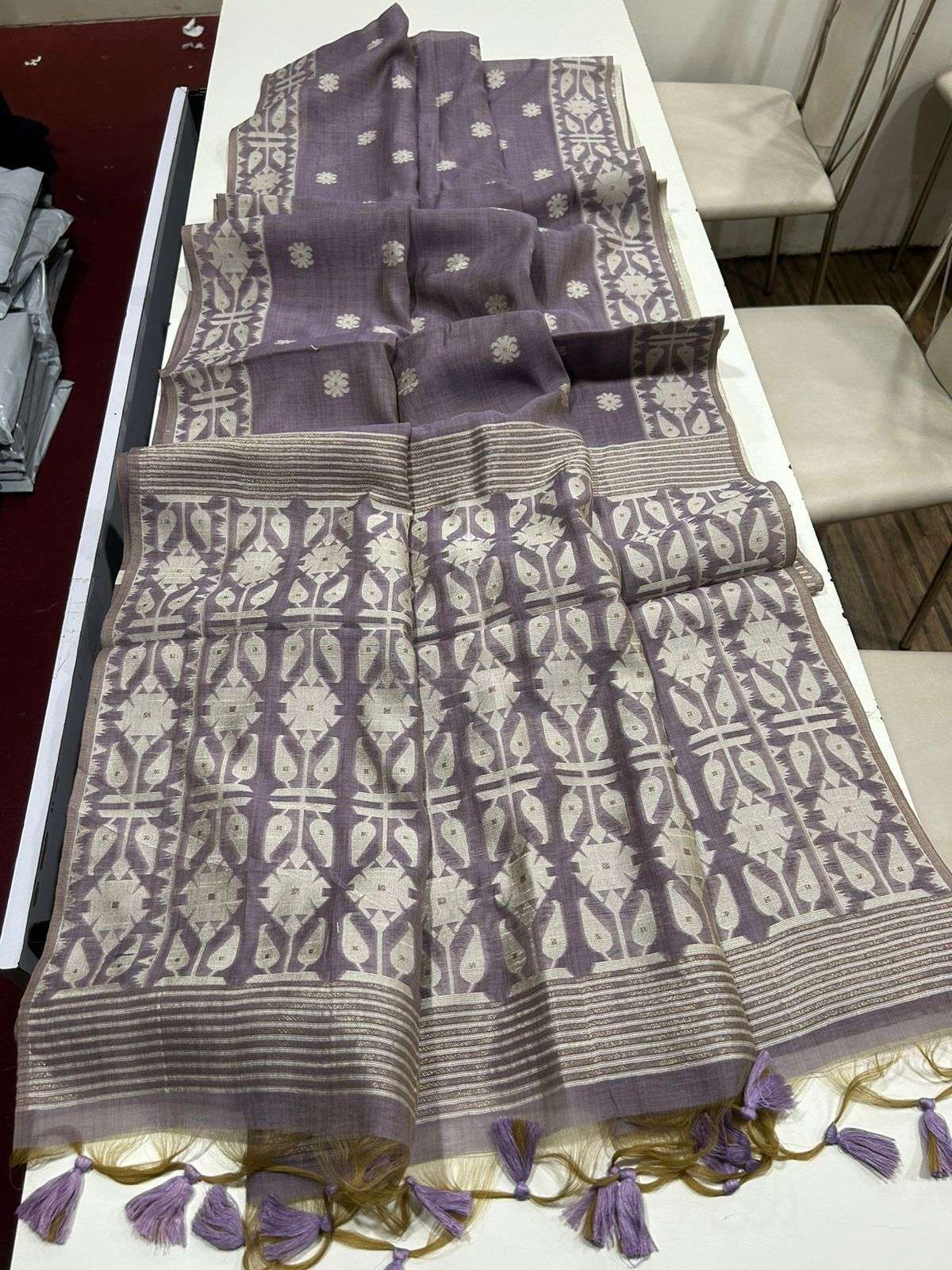 Muga Cotton Jamdani Saree