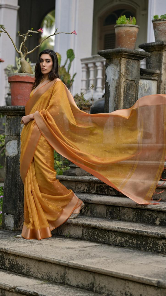 Soft Silk Handloom Saree - Yellow