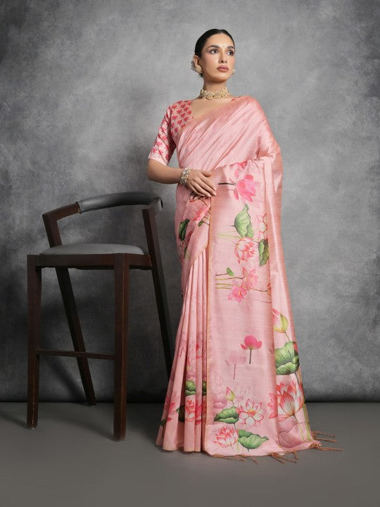 Pichwai Print Tussar Silk Saree