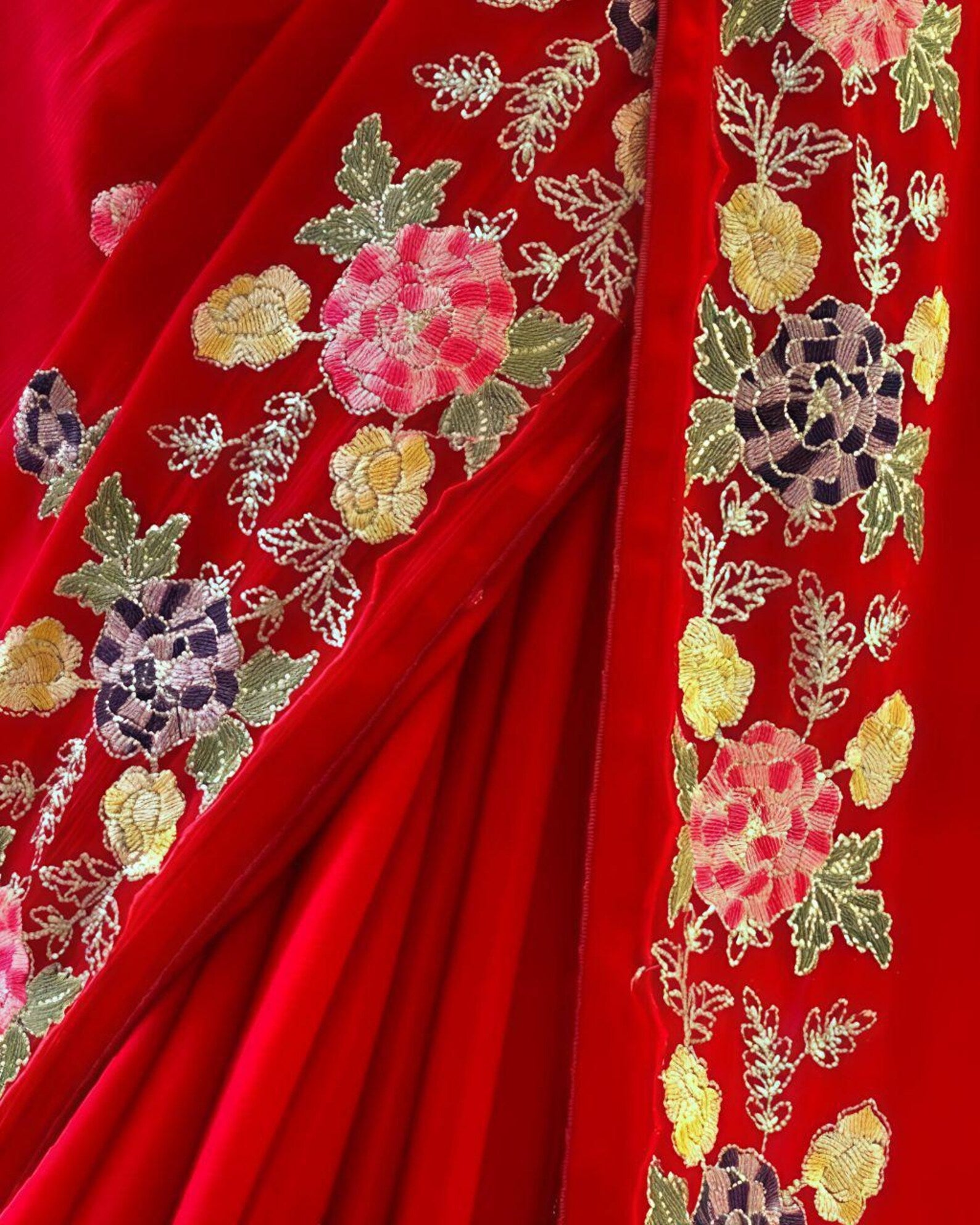 Parsi Embroidery Art Silk Saree