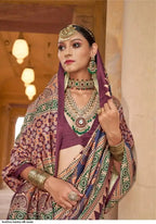 Ajrakh Print Silk Saree