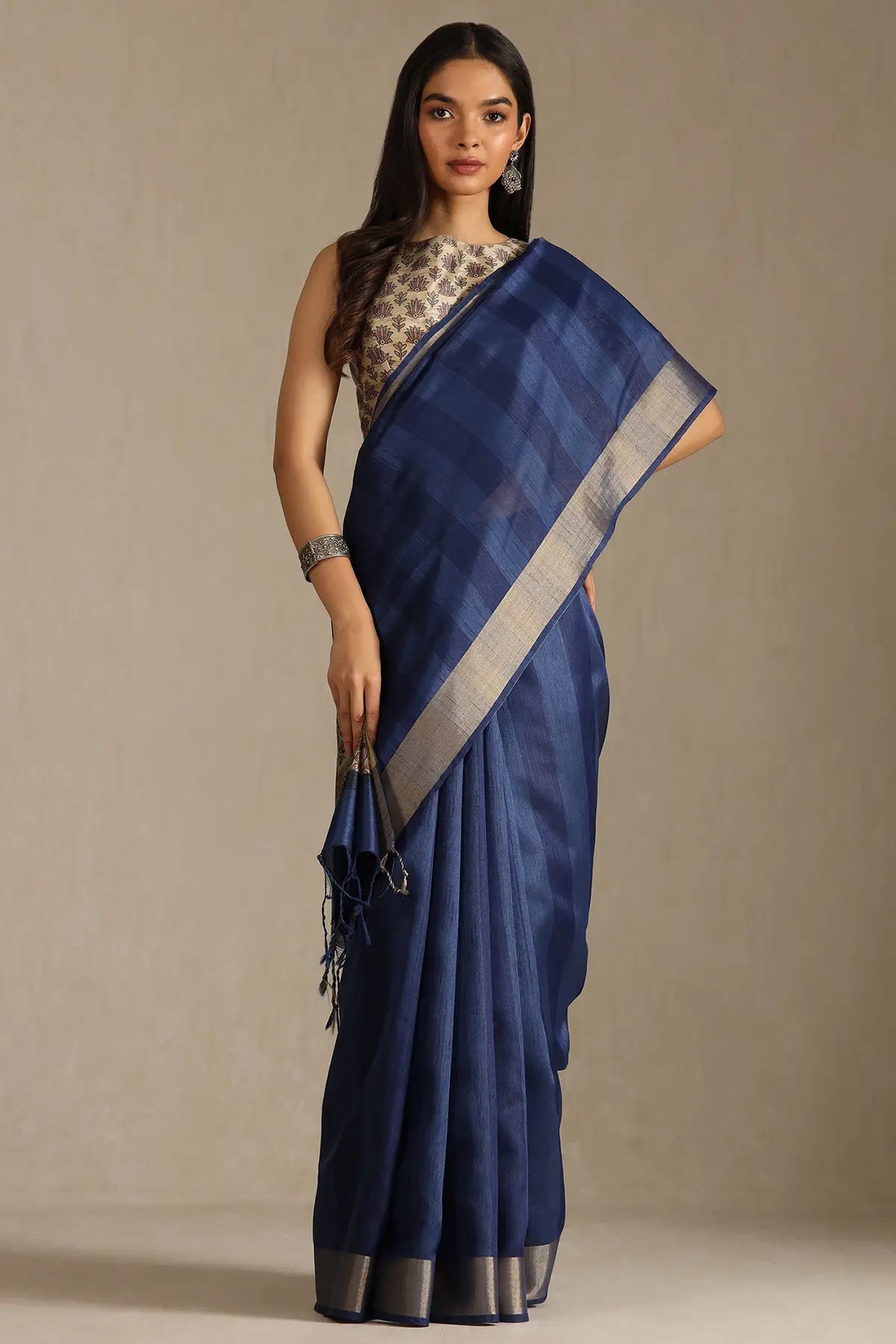 Madhubani Print Tussar Silk Saree