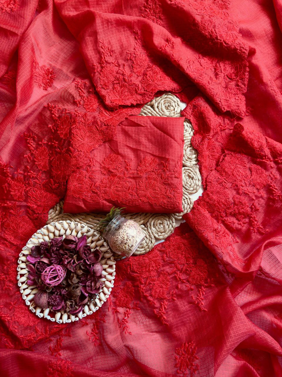 Kota Doria Embroidery Saree