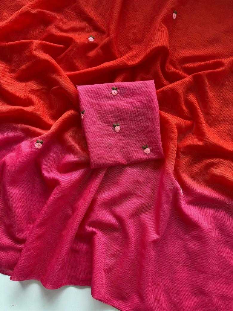 Soft Cotton Embroidery Check saree