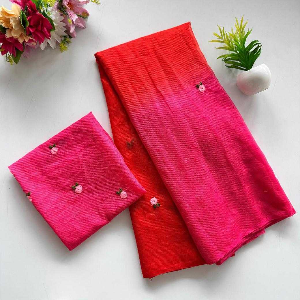 Soft Cotton Embroidery Check saree