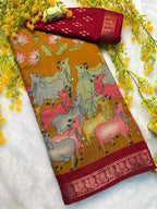 Pichwai Print Zari Silk Saree