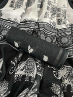 Cotton Linen ELephant Print Saree
