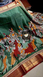 Cotton Silk Kalamkari Saree- Green