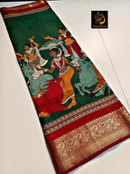 Cotton Silk Kalamkari Saree- Green